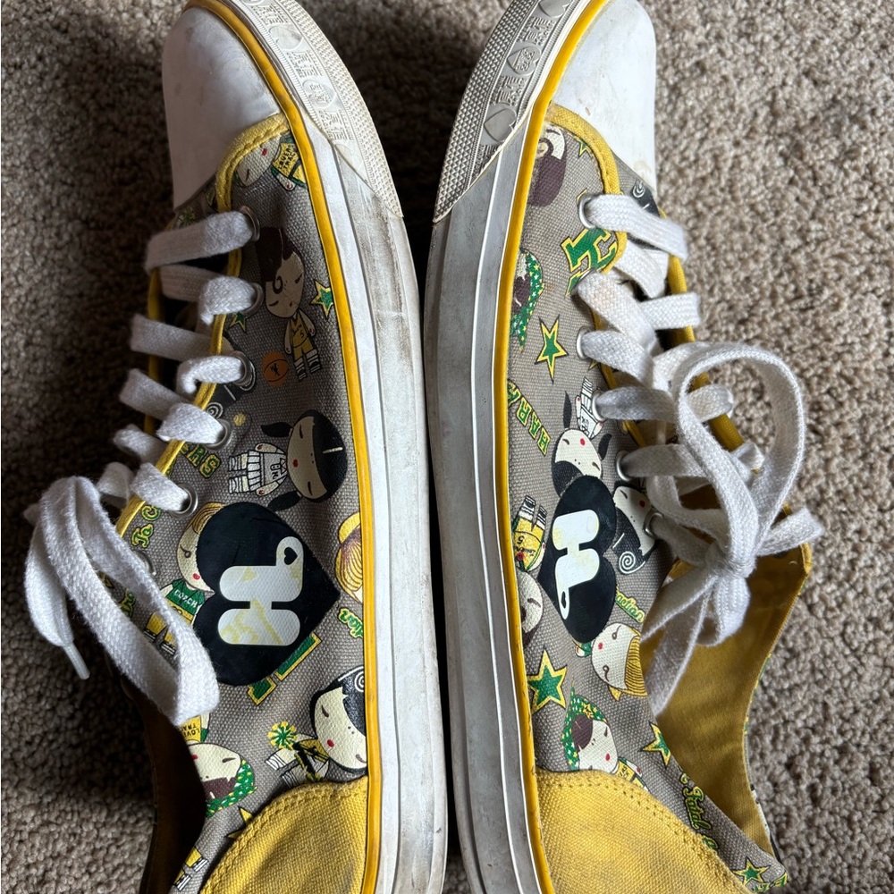 Harajuku Lovers Sports Print Sneakers - Yellow and Gray - Picture 3 of 5